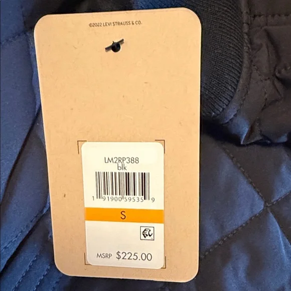 Levi's Black Quilted Bomber Jacket with Orange Lining - Picture 3 of 3